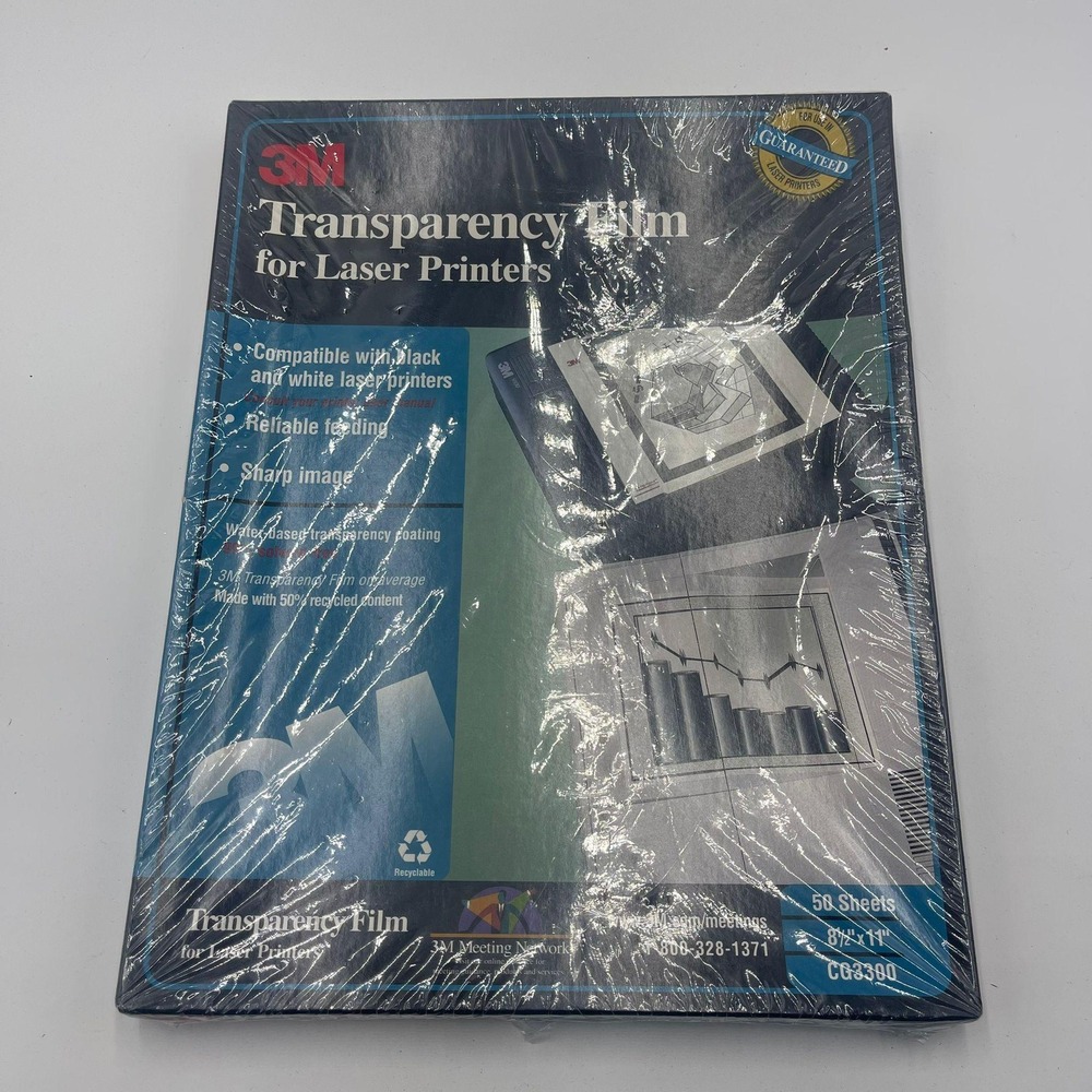3M Transparency Film for Laser Printers 8.5 x 11 Inches 50 Sheets‎ New